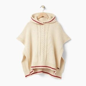 Roots kids • Cream and Red Kids hooded Sweater Poncho